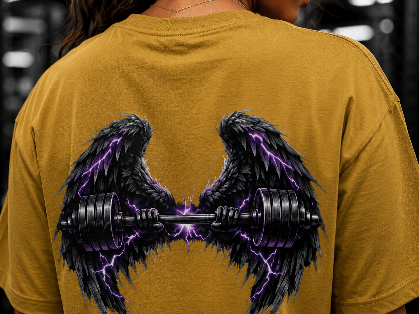 Wing Dumbbell Graphic Unisex Oversized Gym T-Shirt | Unimcoll