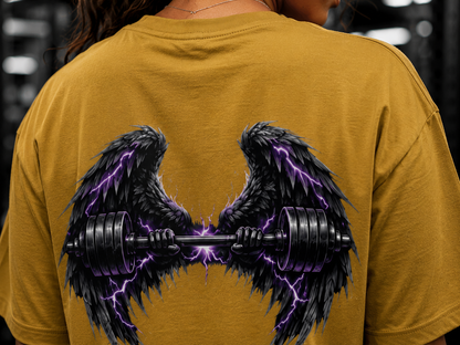 Wing Dumbbell Graphic Unisex Oversized Gym T-Shirt | Unimcoll