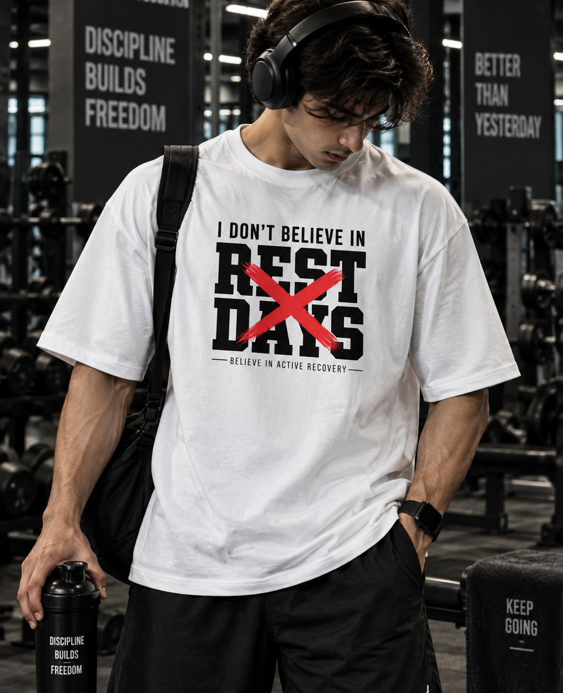 I Don’t Believe in Rest Days Unisex Oversized Gym T-Shirt | UNIMCOLL