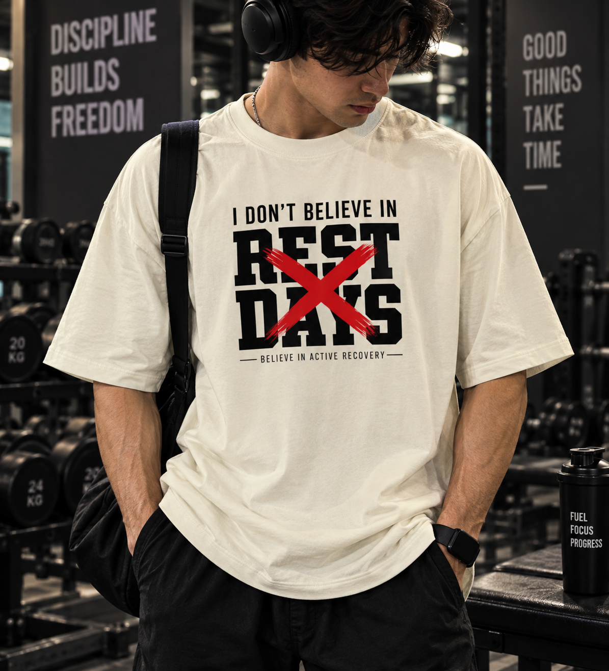 I Don’t Believe in Rest Days Unisex Oversized Gym T-Shirt | UNIMCOLL