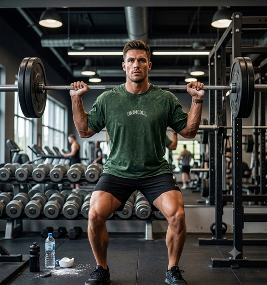 Vintage green oversized gym t-shirt for men front view UniMcoll