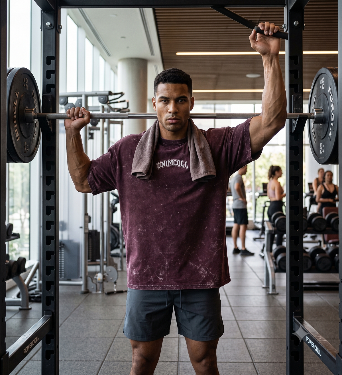 Maroon mineral wash oversized workout t-shirt front chest logo