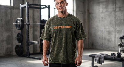 Lifting Squad Olive Green Vintage Acid Wash Gym Pump Cover Oversized T-Shirt