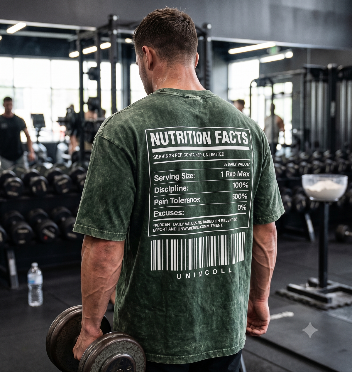 Nutrition Facts" Acid Wash Oversized Gym T-Shirt