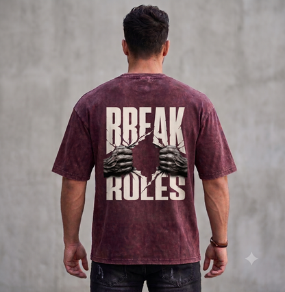 Break Rules Acid Wash Oversized Gym T-Shirt
