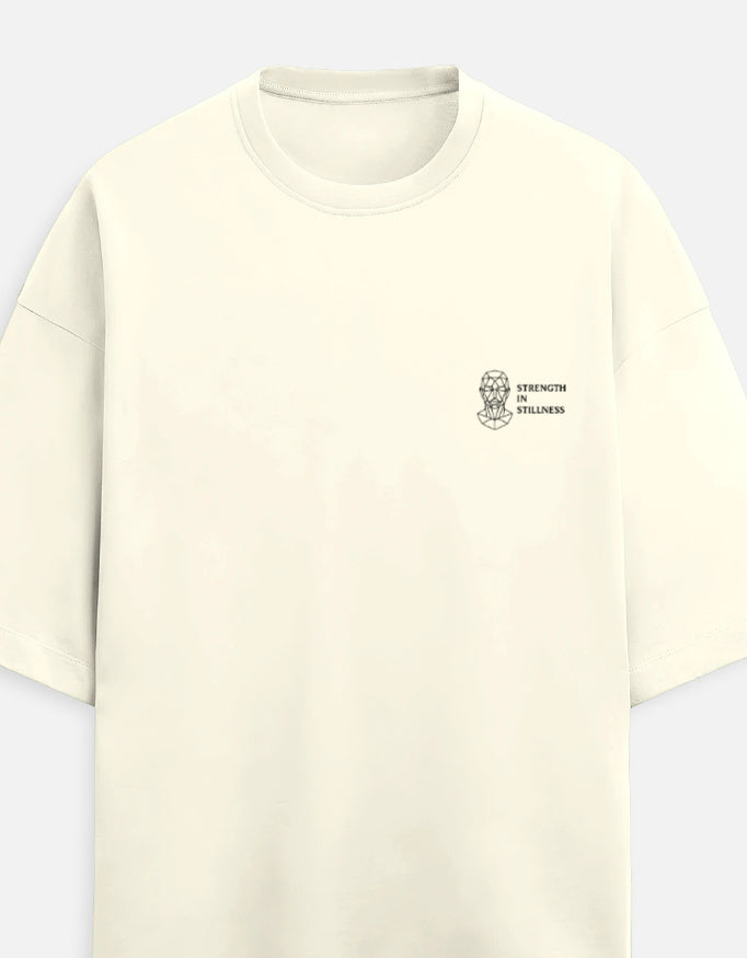 Focus Consistency cream oversized streetwear tee back view