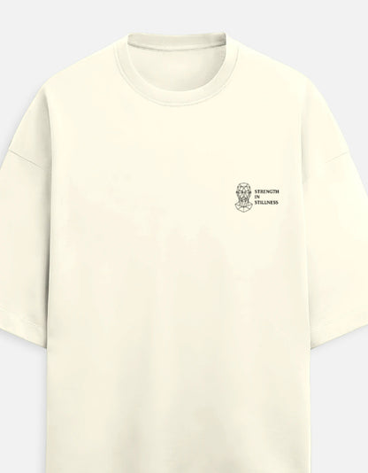 Focus Consistency cream oversized streetwear tee back view