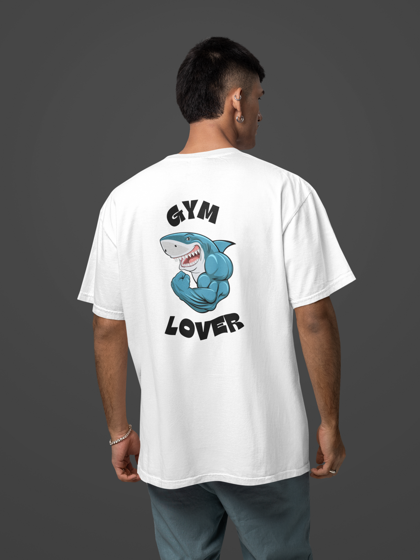 Gym Lover Shark Oversized T-Shirt | Heavyweight Bodybuilding Pump Cover