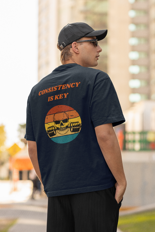 Consistency Is Key Oversized T-Shirt | Retro Skull Gym Pump Cover