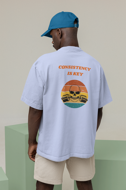 Consistency Is Key Oversized T-Shirt | Retro Skull Gym Pump Cover