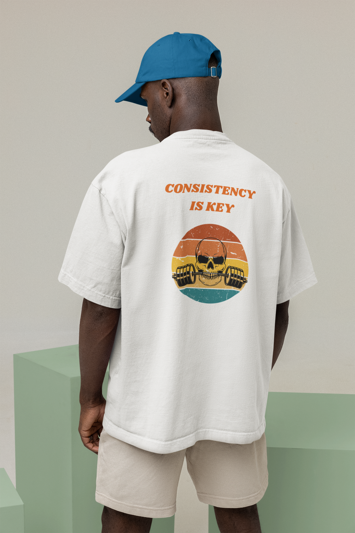 Consistency Is Key Oversized T-Shirt | Retro Skull Gym Pump Cover
