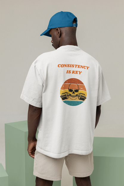 Consistency Is Key Oversized T-Shirt | Retro Skull Gym Pump Cover