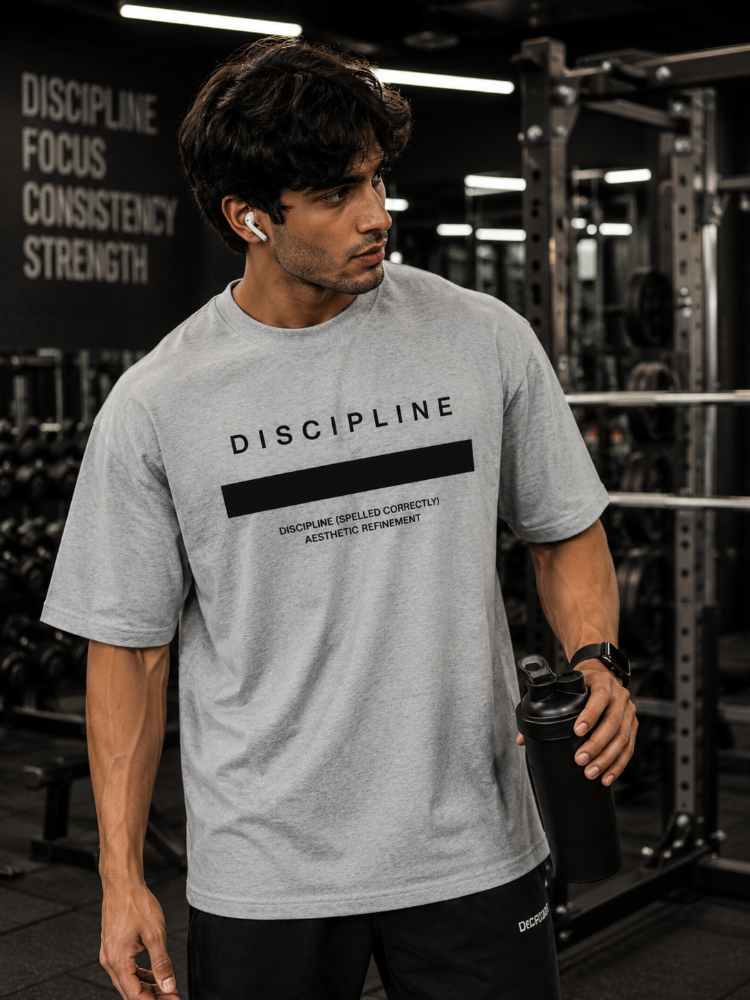 Discipline unisex oversized t shirt light grey