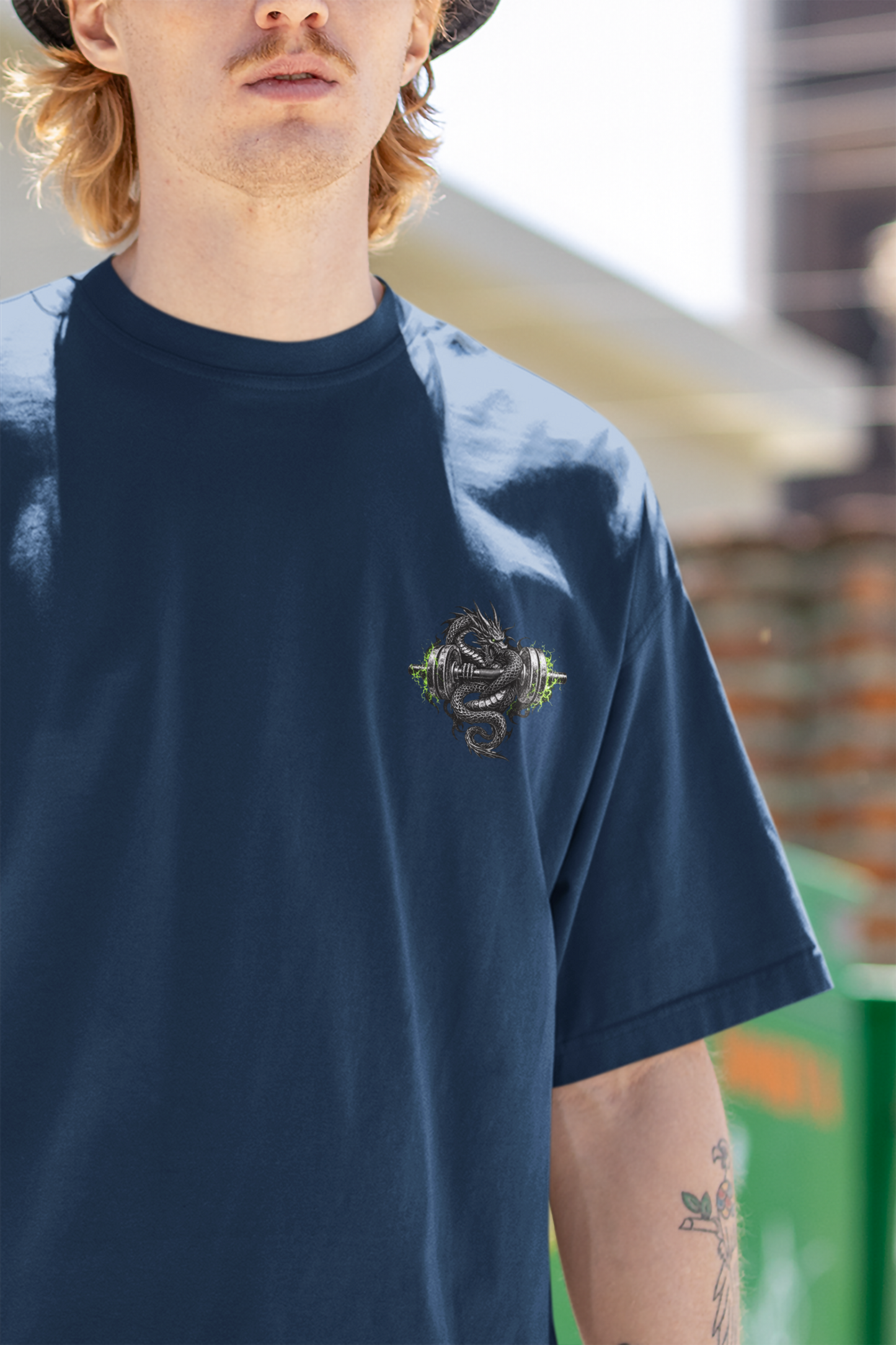 Iron Dragon Graphic Unisex Terry Oversized Tee