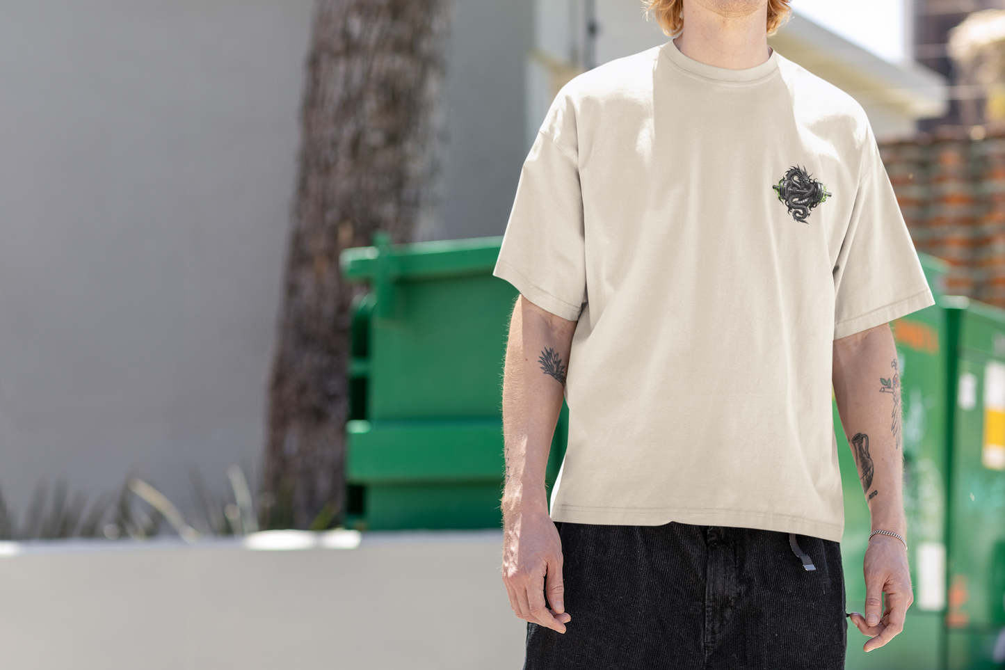 Iron Dragon Graphic Unisex Terry Oversized Tee