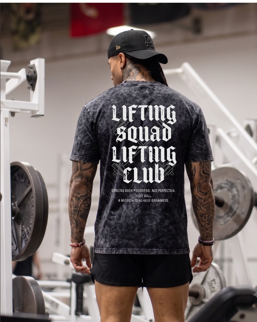 Lifting Squad Unisex Heavyweight Acid Wash T-Shirt Back Gothic Graphic Print