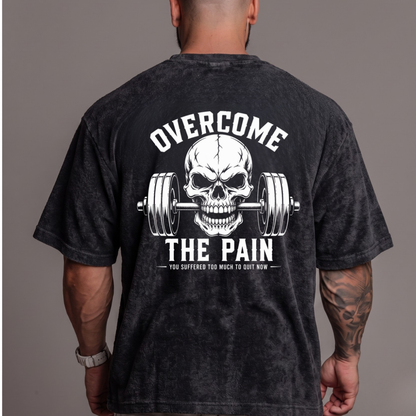 Blue and Black acid wash skull graphic oversized tee back view