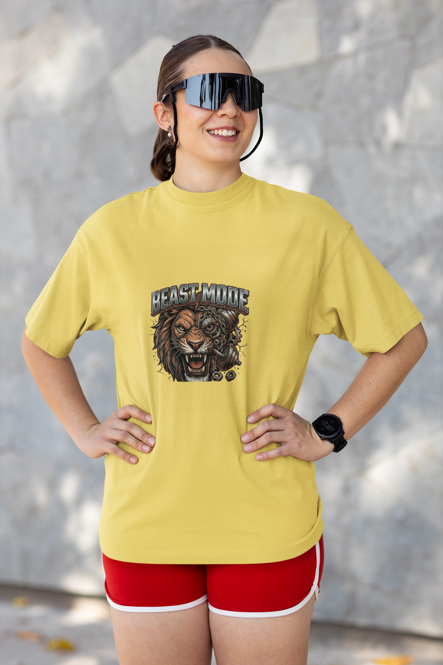 Beast Mode Lion Graphic Oversized T-Shirt