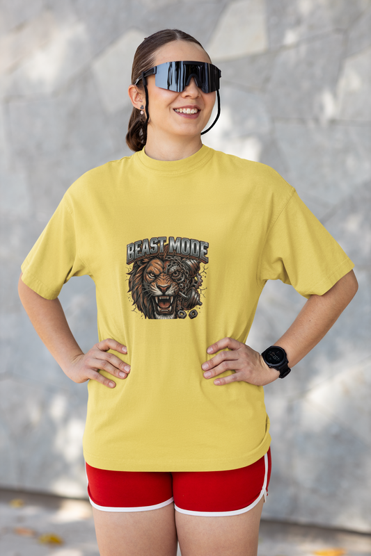 Beast Mode Lion Graphic Oversized T-Shirt