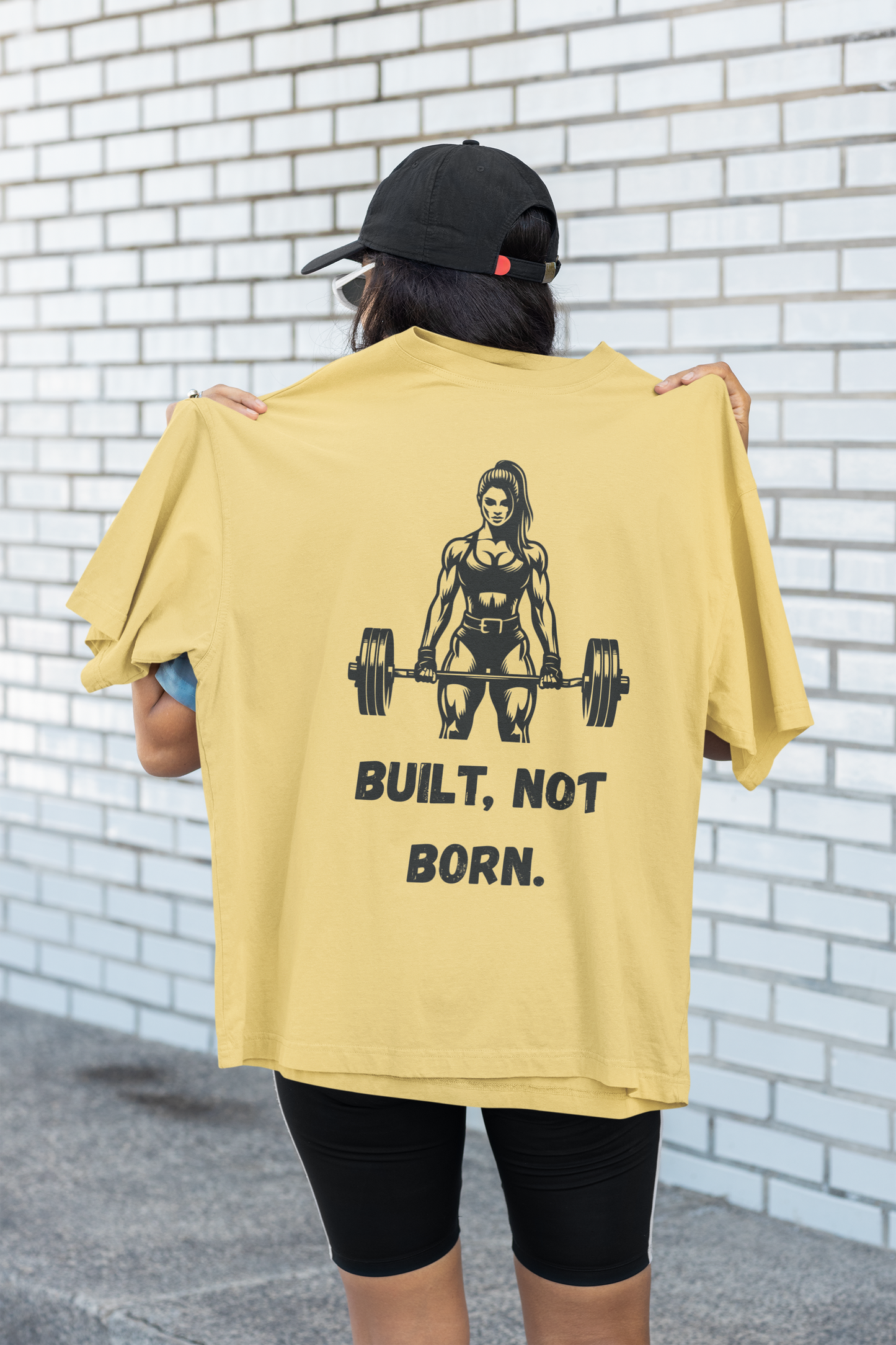 Women's Oversized Gym T-Shirt - "Built, Not Born" Graphic Tee