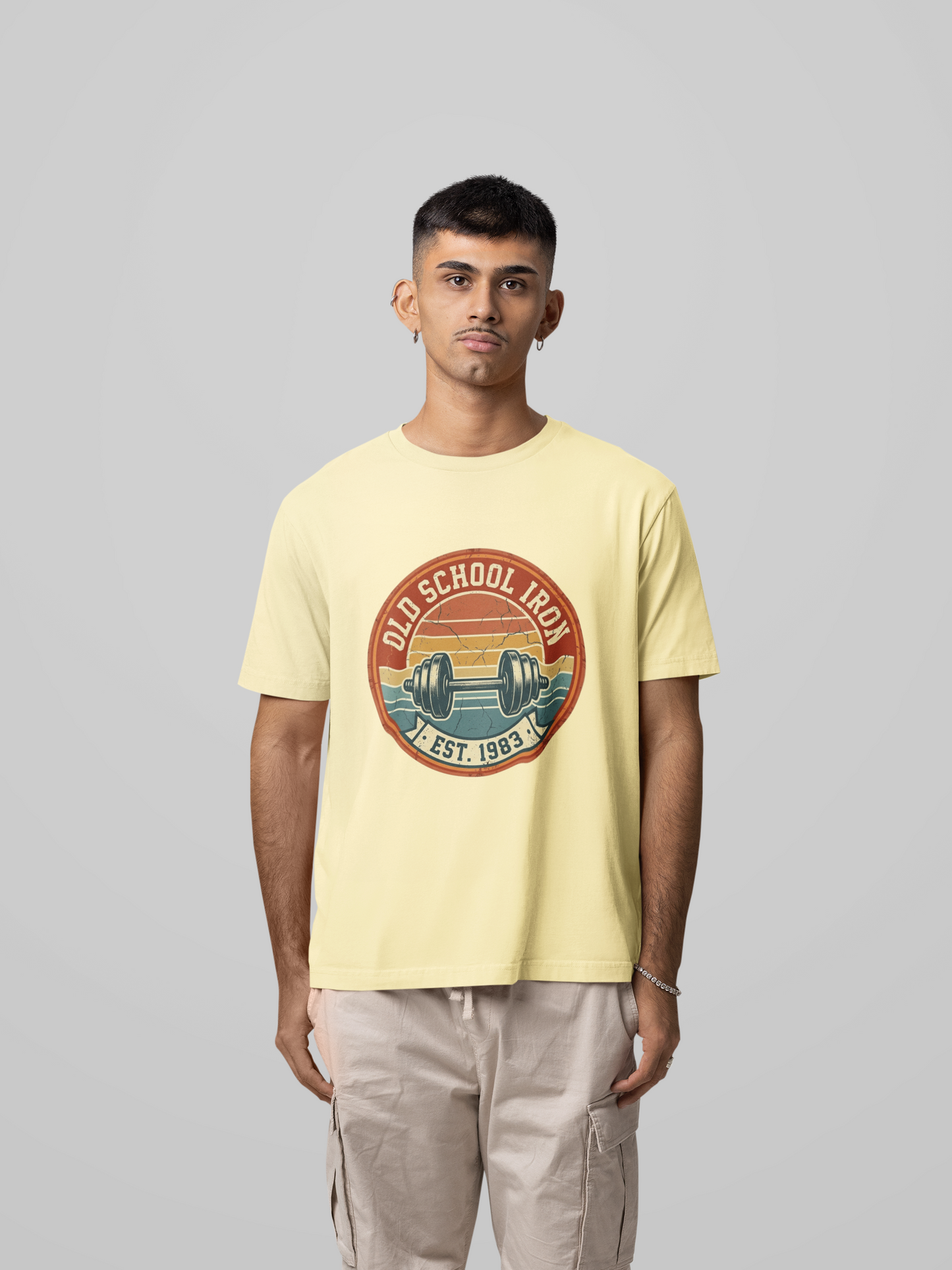 Unisex Oversized Gym T-Shirt - "Old School Iron" Vintage Graphic Tee