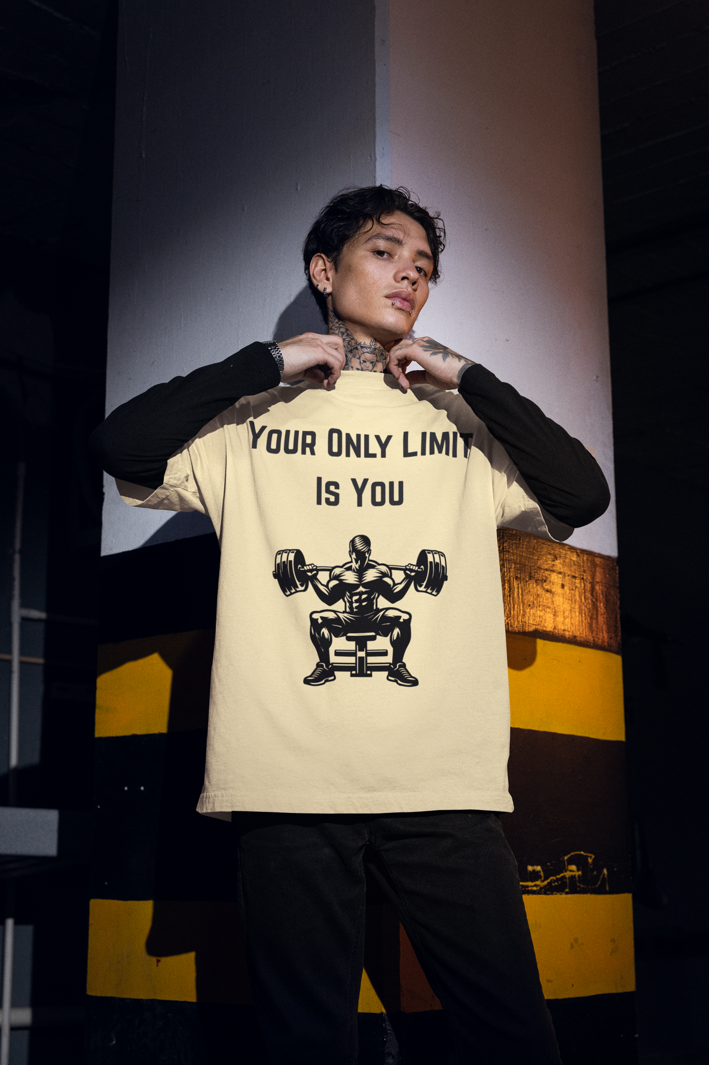 Fitness Mindset T-Shirt | Beige Bodybuilding Pump Cover