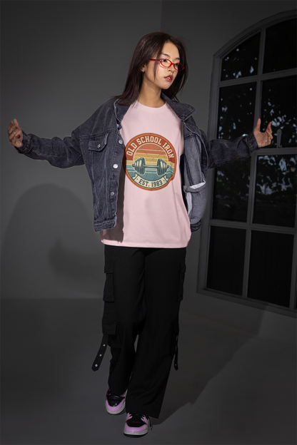 Unisex Oversized Gym T-Shirt - "Old School Iron" Vintage Graphic Tee
