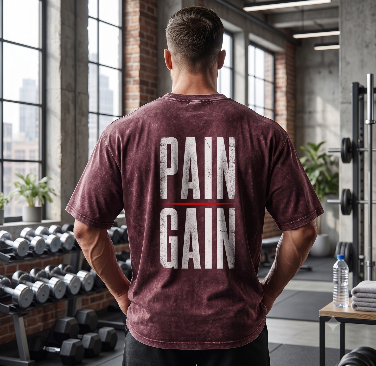 Pain Gain Unisex Acid Wash Oversized T-Shirt