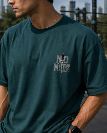 No Weakness cotton fitness t-shirt close up