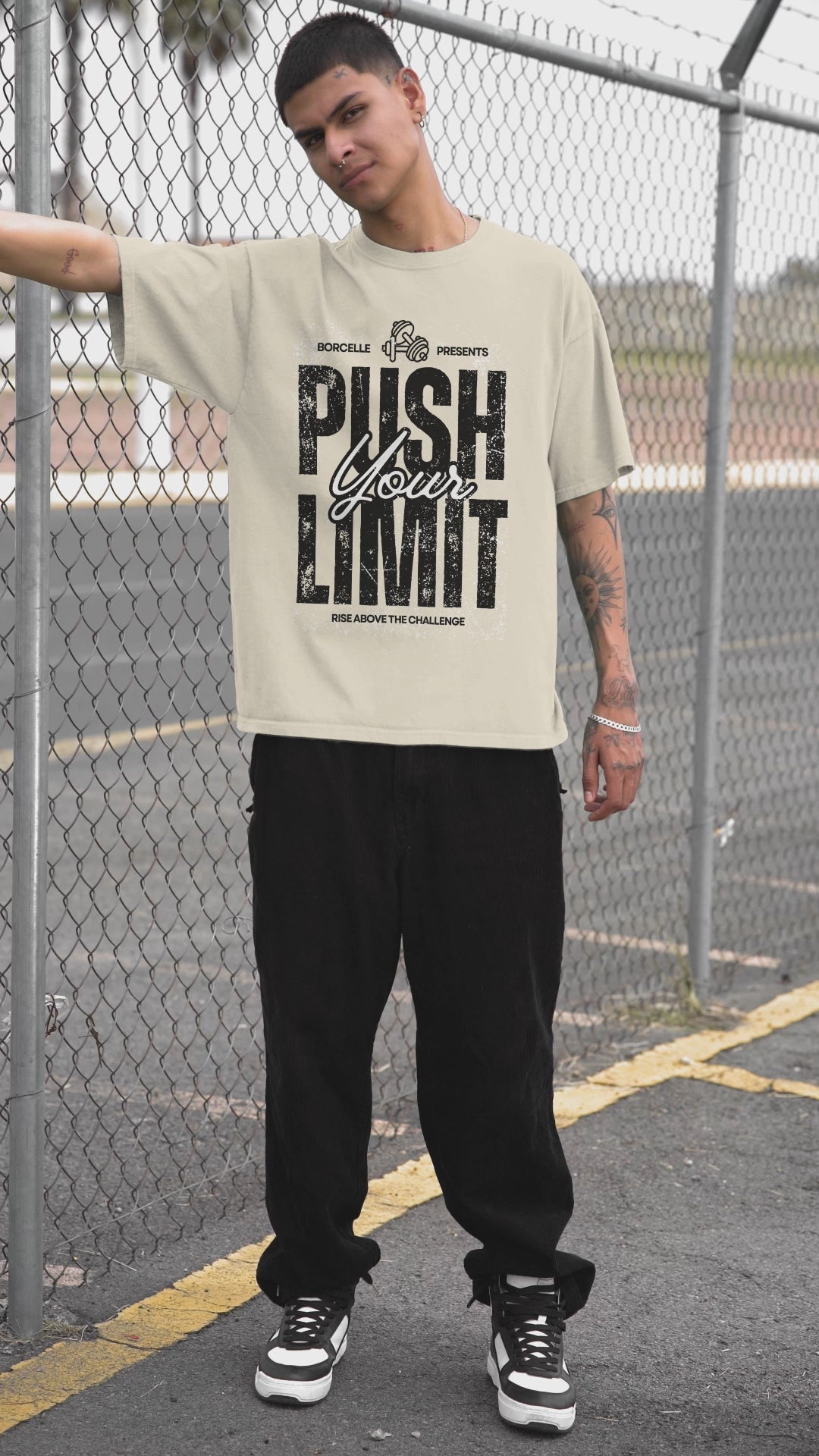 Off white streetwear gym t-shirt push your limit graphic tee