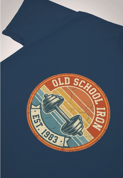 Unisex Oversized Gym T-Shirt - "Old School Iron" Vintage Graphic Tee