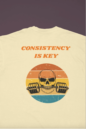 Consistency Is Key Oversized T-Shirt | Retro Skull Gym Pump Cover