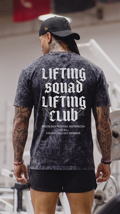 Lifting Squad Acid Wash Oversized T-Shirt