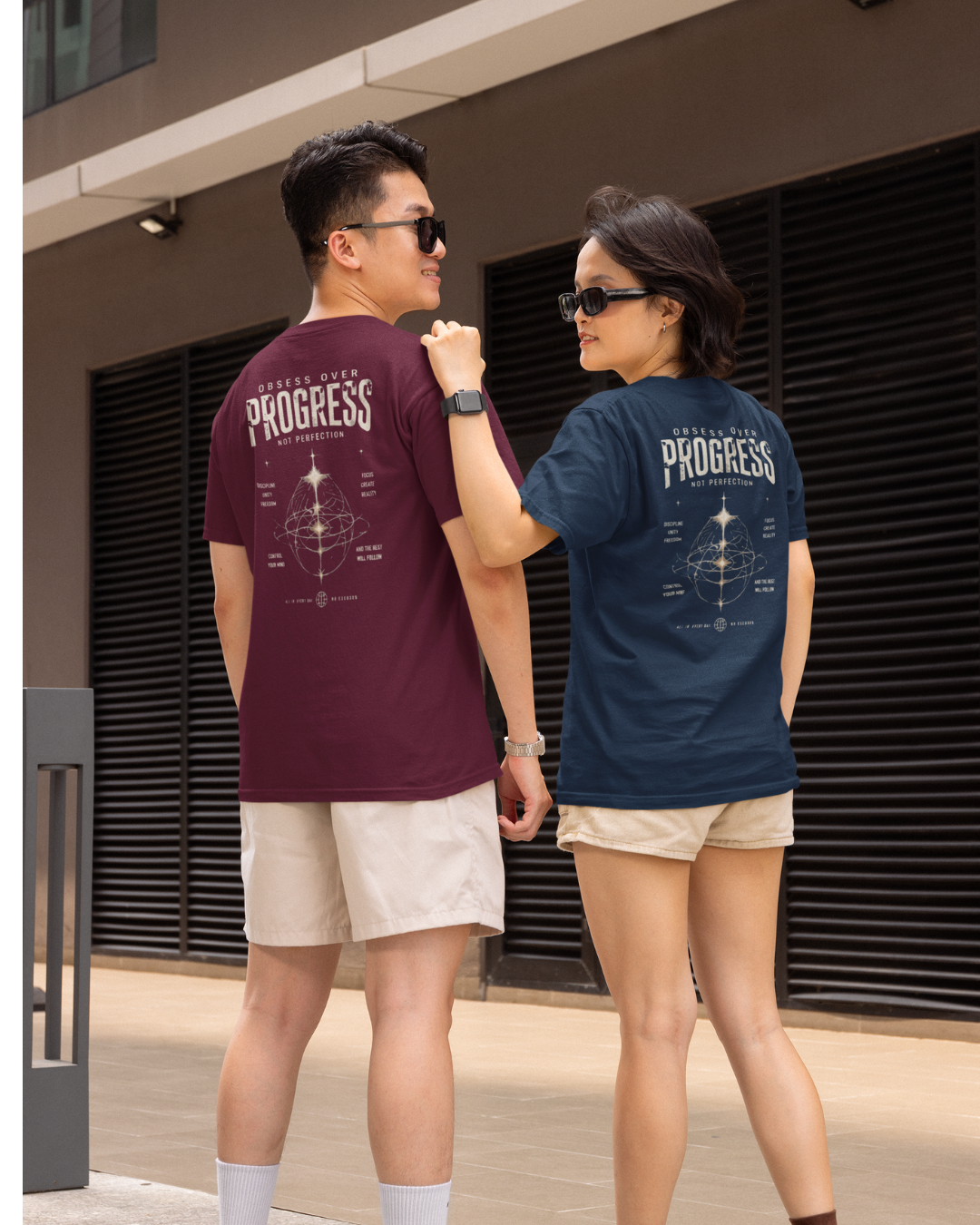 Unisex oversized gym streetwear t-shirts maroon and navy blue
