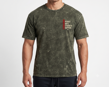 PUSH Persist Olive Green Heavyweight Oversized Gym Tee Front View