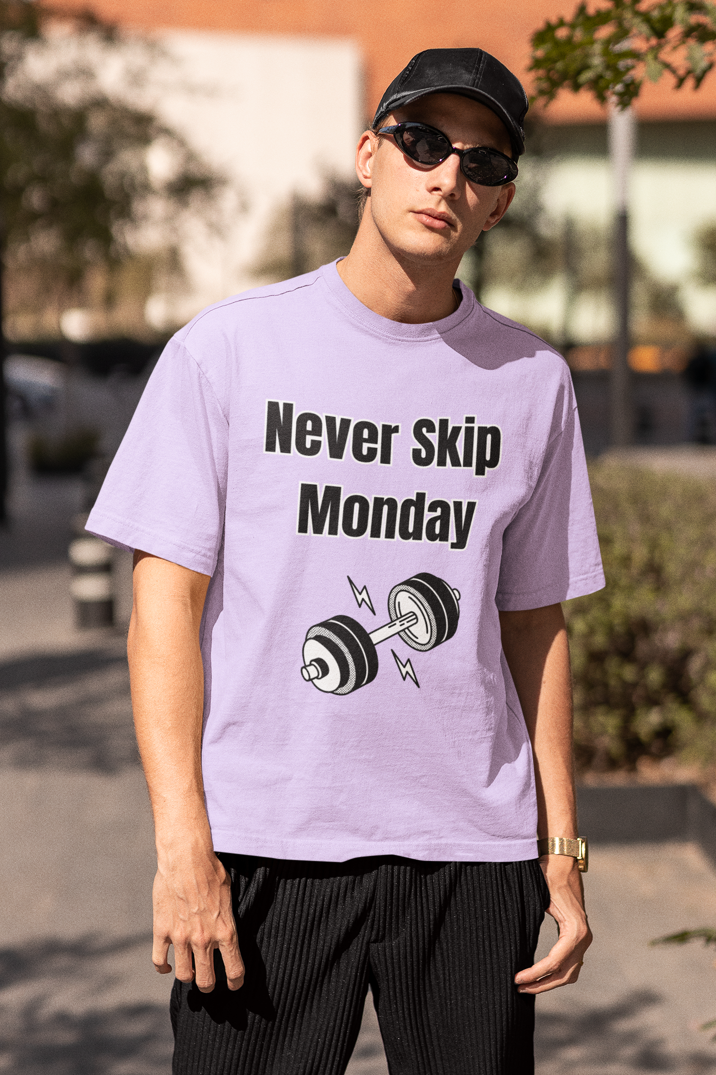 Oversized Never Skip Monday fitness t-shirt for gym