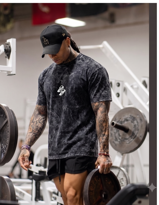 lack acid wash oversized workout t-shirt front view