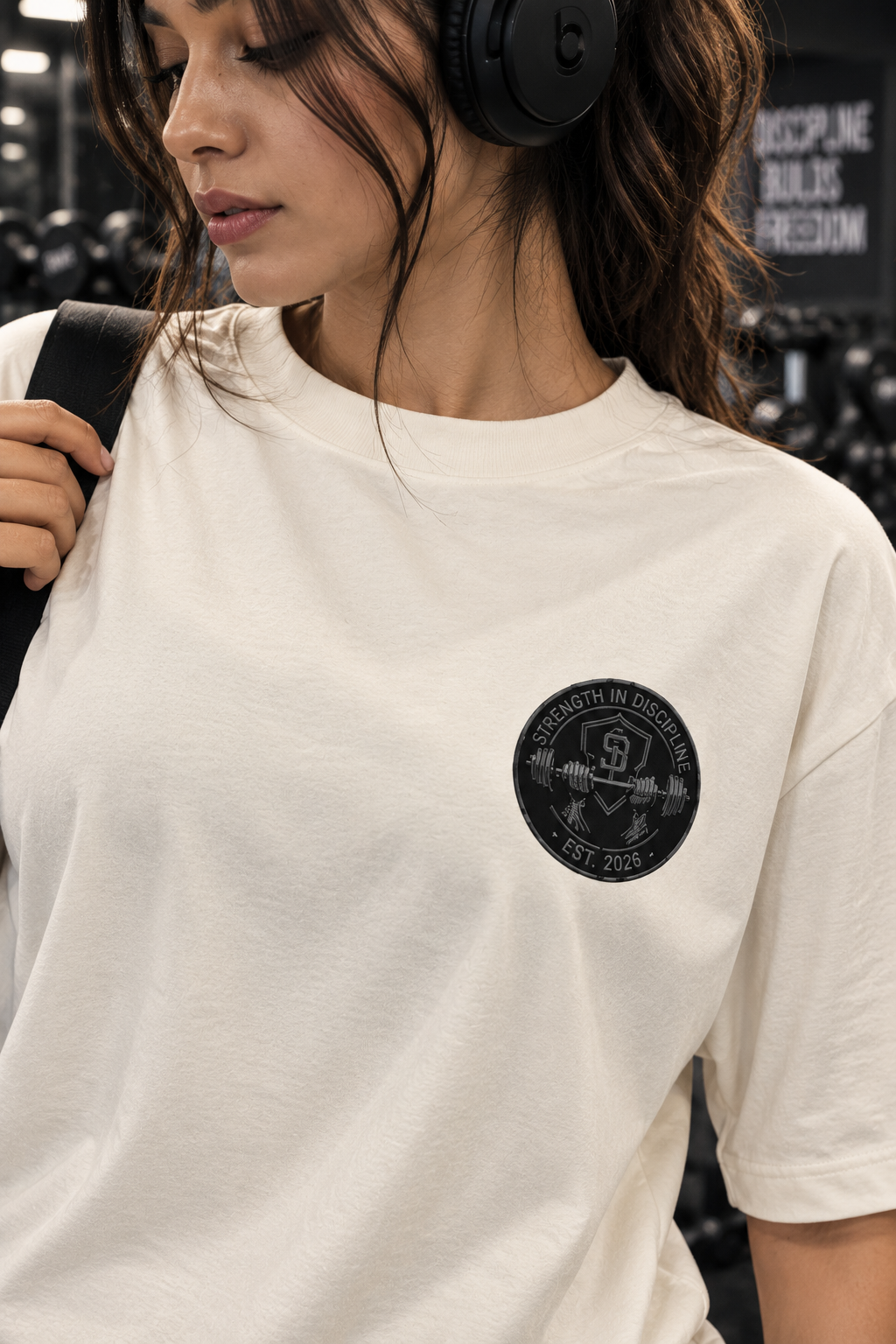 Strength in Discipline small chest print oversized gym t-shirt